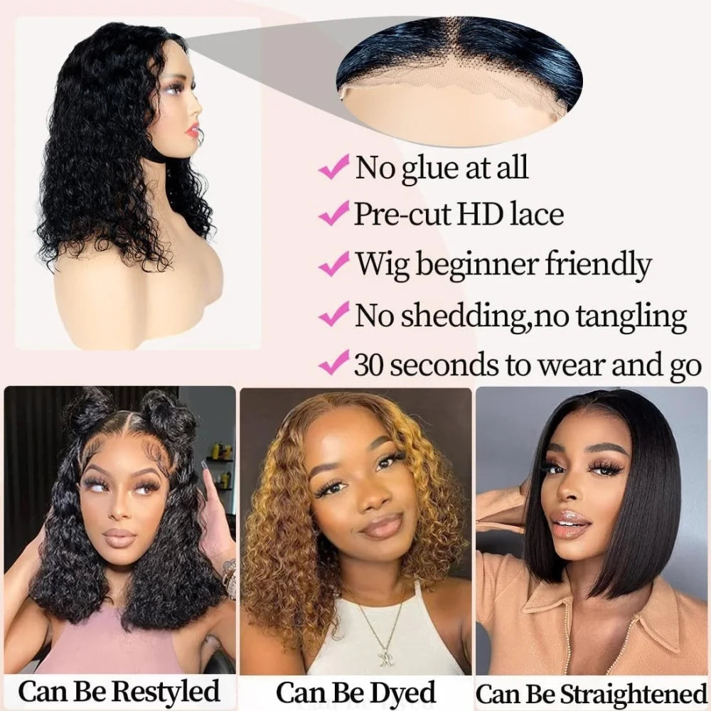 Deep Wave Human Hair Bob Wig