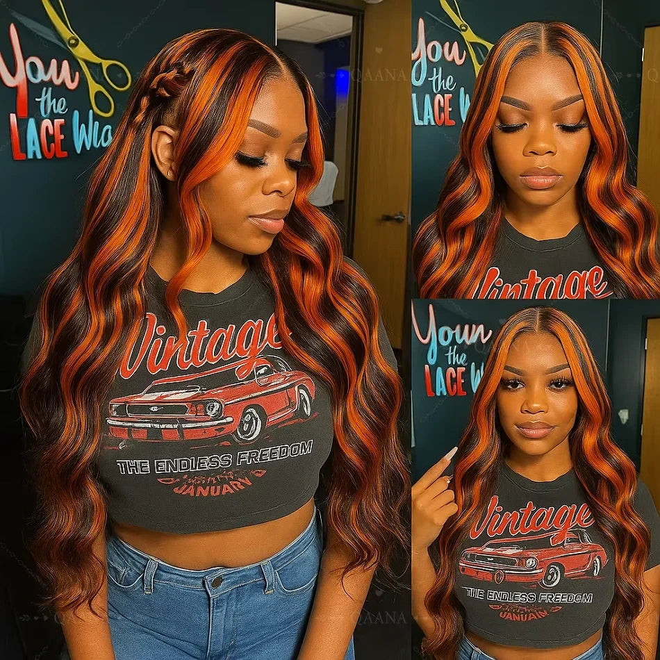 Ombre Ginger Body Wave Human Hair Wig