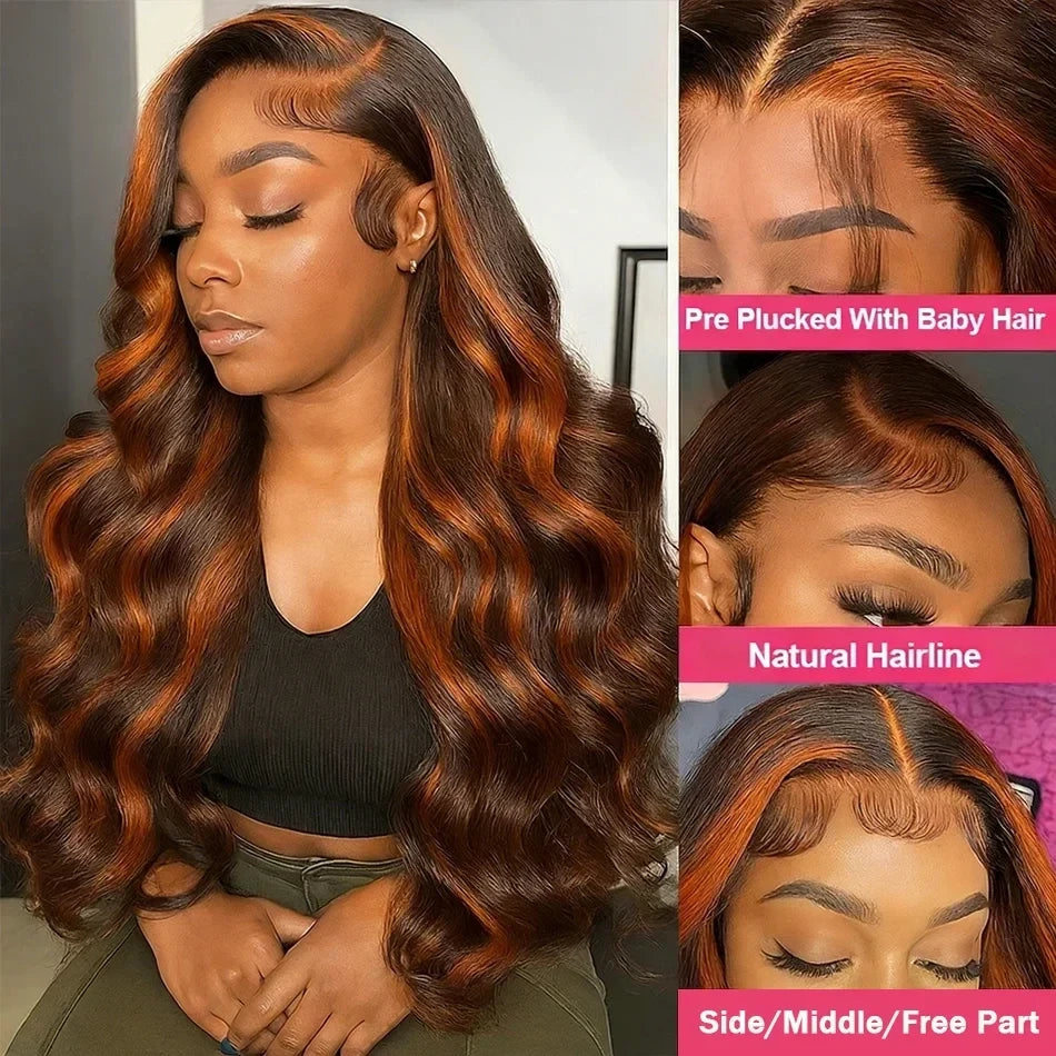 Ombre Ginger Body Wave Human Hair Wig